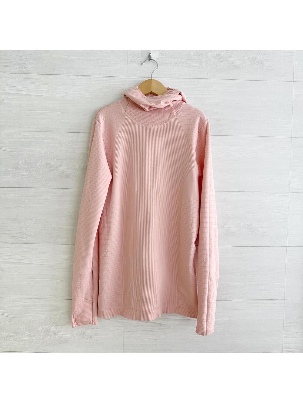 Athleta Pale pink long sleeve Flurry balaclava Cold Weather running hoodie top S
